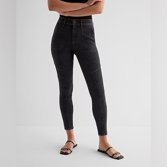 NWT! High Waisted Washed Black Utility Skinny Jeans - Picture 2 of 5